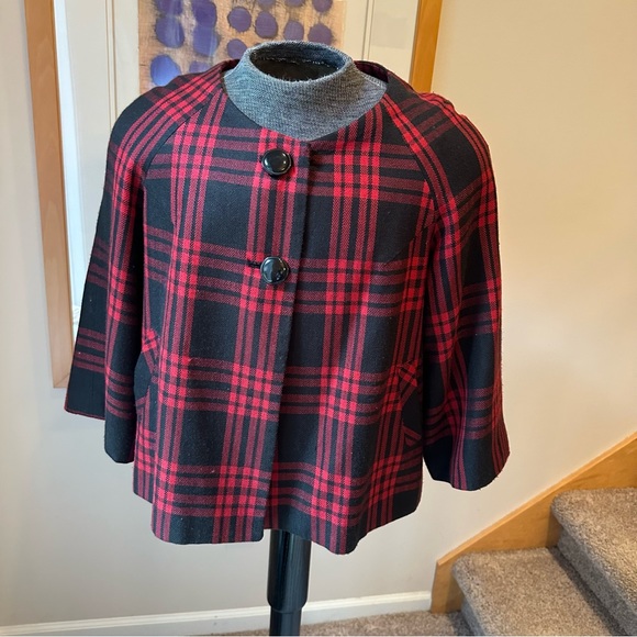 Larry Levine Plaid Jacket Shawl Wrap 16/XL - Picture 2 of 7